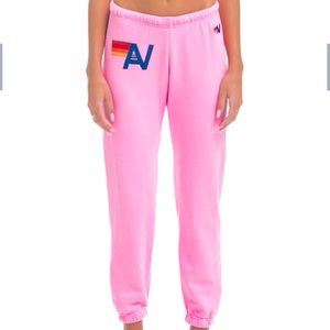 BRAND NEW, NEVER WORN. Neon pink Aviator Nation lightweight sweatpants